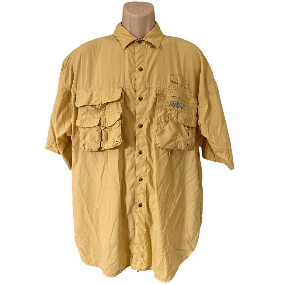 Hook & Tackle Outfitters Mens Size Large Vented Fishing Shirt Yellow
